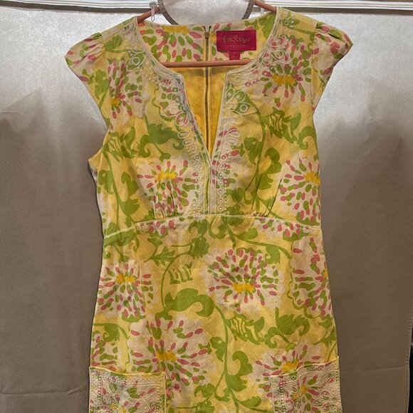 Lilly Pulitzer Jubilee Shift Dress ,8 Yellow/Green/Pink/White Embroidery - Size - Picture 1 of 10